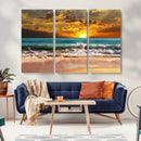 Golden Sunset Beach Canvas Wall Art – Triptych Seascape by MyGreatCanvas | Canvas Wall Art Prints | Photo Prints & Wall Decor