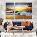 Golden Sunset Ocean Waves Wall Art Canvas Print – Multi