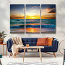 Vibrant Ocean Sunrise Over Golden Beach Waves, Giclee Canvas