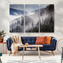 Beautiful Rising Fog in Winter Mountain Landscape- Framed