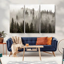Foggy Mountain Wall Art | 3-Panel Foggy Forest and Mountain