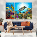 Aquatic Life Sea Turtles Fish Wall Art Canvas Print