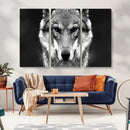 Black and White Wild Wolf Wall Art Canvas Print