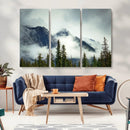 Mountain Mist Canvas Wall Art Print | 3-Panel Foggy Forest