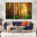 Sunlight Through Trees Wall Art Canvas Print - Autumn Forest