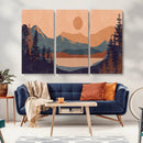 Modern Boho Sunset Canvas Print, Mountain Landscape Triptych