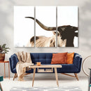 Texas Longhorn Wall Art Canvas Print | 3-Panel Large