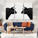 Spanish Bull Art - Framed Black and White Bull Canvas Print