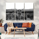 Black and White Highland Cow Canvas Wall Art, Longhorn by MyGreatCanvas | Canvas Wall Art Prints | Photo Prints & Wall Decor