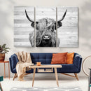 Scottish Highland Cow Cattle Art Print on Wood Background by MyGreatCanvas | Canvas Wall Art Prints | Photo Prints & Wall Decor