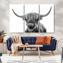 Grayscale Scottish Highland Cow Cattle Art Print Farmhouse by MyGreatCanvas | Canvas Wall Art Prints | Photo Prints & Wall Decor