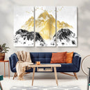 Golden Mountain Triptych Wall Art Canvas Print, Modern