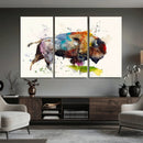 Abstract Buffalo Wall Art, Western Watercolor Bison Canvas
