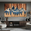 Rustic Wood Style Mountain Wall Art, Nature Forest Canvas
