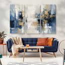 Modern Abstract Canvas Wall Art in Blue and Gold Tones |