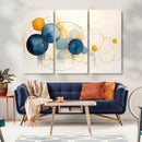 Geometric Blue Orange Abstract Wall Art Canvas, Geometric