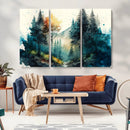 Watercolor Trees Forest Abstract Wall Art Canvas Print,