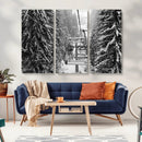 Winter Ski Lift Black and White Canvas Wall Art – Alpine
