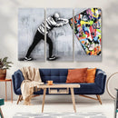 Banksy Art Behind the Curtain Street Wall Art Canvas Print |