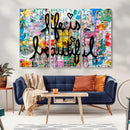 Life Beautiful Art Print - Banksy Graffiti Wall Art Canvas by MyGreatCanvas | Canvas Wall Art Prints | Photo Prints & Wall Decor