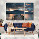 Mountain Lake Wood Pier Canvas Wall Art Nature Lake Print