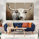 White Longhorn Bull Wall Art Canvas Print – Framed and Ready by MyGreatCanvas | Canvas Wall Art Prints | Photo Prints & Wall Decor