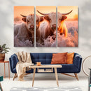 Highland Cows at Sunrise Wall Art Canvas Set – Serene and by MyGreatCanvas | Canvas Wall Art Prints | Photo Prints & Wall Decor