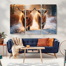 Scottish Highland Cow Horn Farm Wall Art Canvas Print