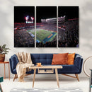 Ben Hill Griffin Stadium Night Game Triple Canvas Wall Art -
