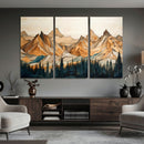 Rustic Wood Mountain Wall Art Print | Triptych Giclee Print