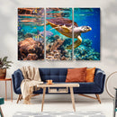 Sea Turtle Wall Art Canvas Print – Vibrant Ocean Coral Reef