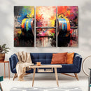 Weightlifting Barbell Art Triptych, Bold Abstract Fitness