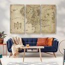 Vintage Middle Earth Map Wall Art Canvas – Lord of the Rings