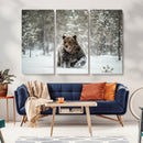 Grizzly Bear Wall Art – Framed Snowy Forest Canvas Artwork, by MyGreatCanvas | Canvas Wall Art Prints | Photo Prints & Wall Decor