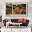 Yayoi Kusama Landscape Canvas Print, Vibrant Floral Mountain