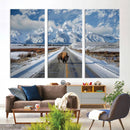 Bison Wall Art - Snowy Road Wall Art – Framed Mountain by MyGreatCanvas | Canvas Wall Art Prints | Photo Prints & Wall Decor