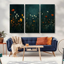 Framed Wildflower Field Wall Art, Framed Vintage Botanical