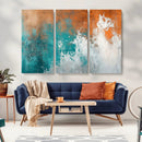Vintage Abstract Print - Bold Teal and Orange Canvas Wall