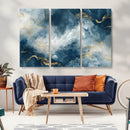 Large Abstract Print - Luxe Blue and Gold Abstract Canvas