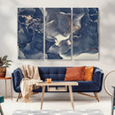 Large Abstract Blue and Gold Canvas Wall Art Fluid Ink