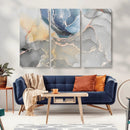 Large Abstract Blue and Gold Canvas Wall Art | Fluid Ink