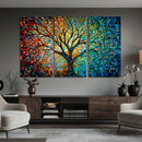 Yggdrasil Tree of Life Wall Art Print | Mosaic Style 3-Panel