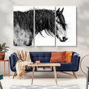 Black Horse Wall Art Canvas Print – Elegant Farmhouse Decor