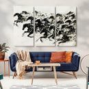 Abstract Horse Wall Art Canvas Print - Dynamic Black Ink