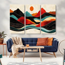 Western Wall Decor - Large Triptych Mountain Canvas - Boho
