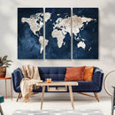 Vintage World Map Canvas Wall Art - Framed Map Print for