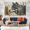 Rustic Wolf Wall Art Canvas Print – Vintage Woodland