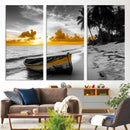 Yellow Rowboat Wall Art – Framed Tropical Shoreline Canvas by MyGreatCanvas | Canvas Wall Art Prints | Photo Prints & Wall Decor