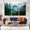 Misty Forest Wall Art Canvas Print – Framed Foggy Mountain