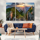 Mountain Sunset Panoramic Wall Art Canvas Print – Framed